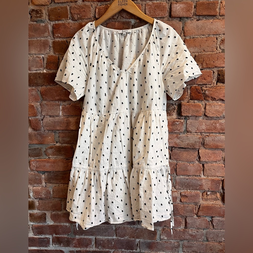 Madewell 2023 summer frock - linen and cotton white with polka dots
